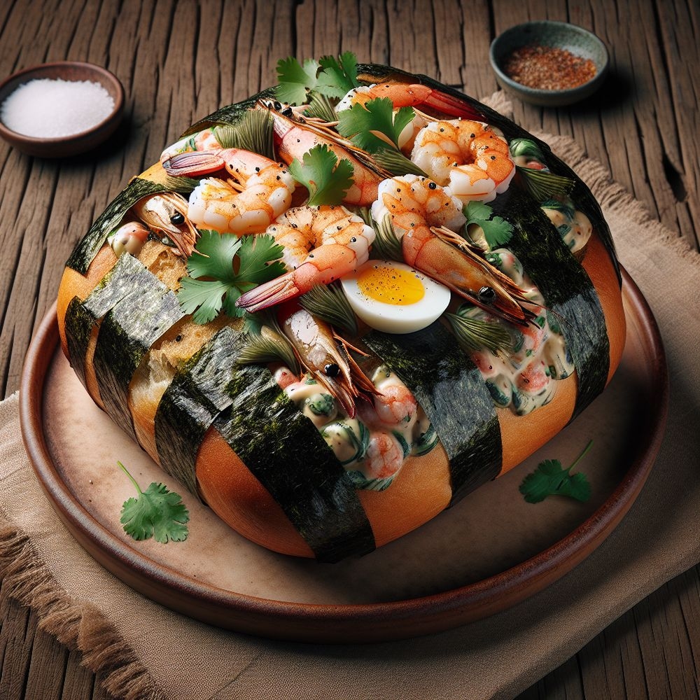 Nori Wrapped Cilantro Shrimp Bread