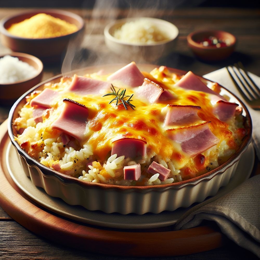 Cheesy Ham and Rice Casserole