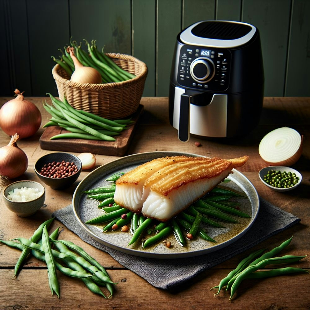 Gluten-Free Air Fryer Cod with Green Beans and Onions