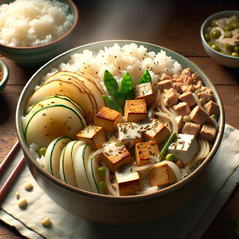 Italian-Style Tofu and Turnip Rice Bowl
