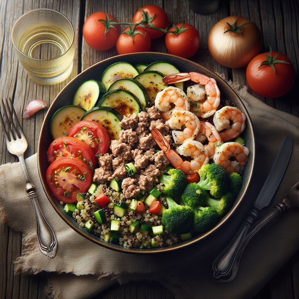 Mediterranean Turkey and Shrimp Quinoa Bowl