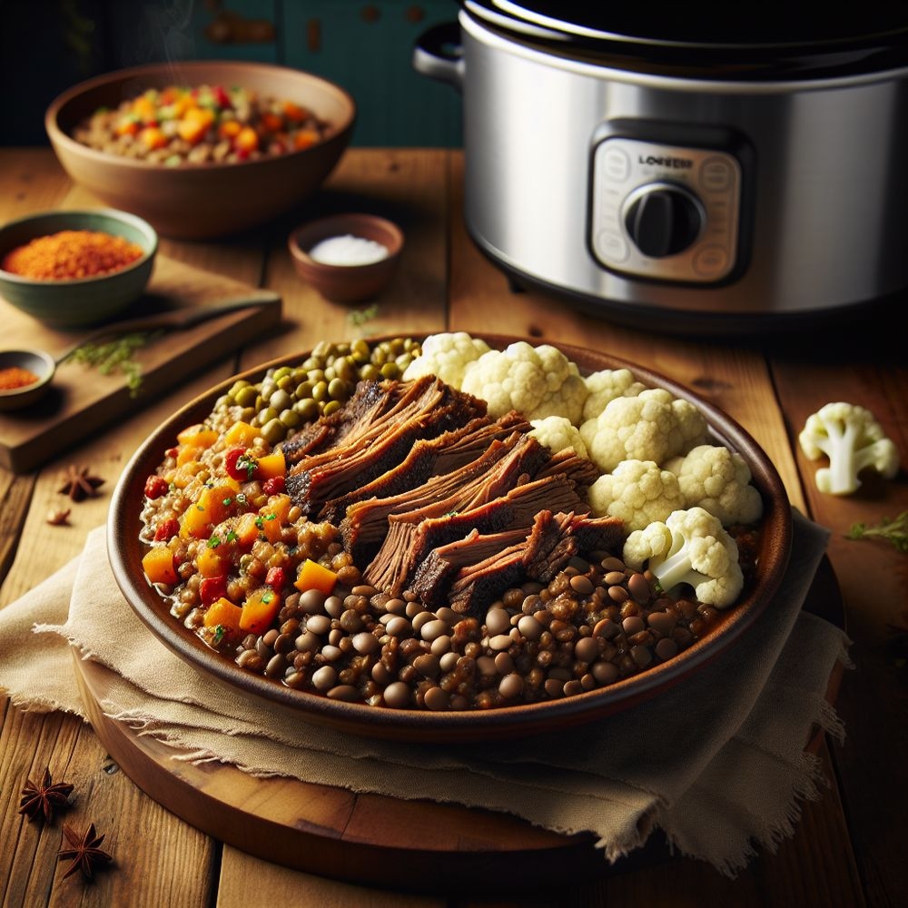 Southwestern Brisket with Lentil and Cauliflower