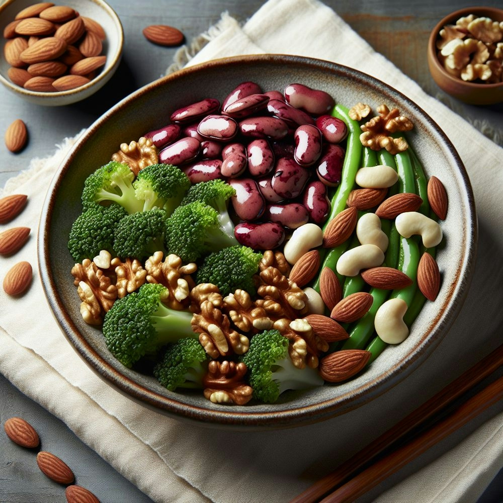 Japanese Inspired Sous Vide Kidney Beans and Broccoli with Nuts