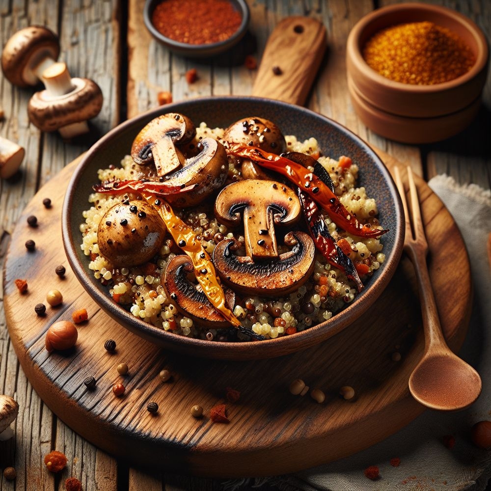 Grilled Mushroom and Spiced Quinoa Delight