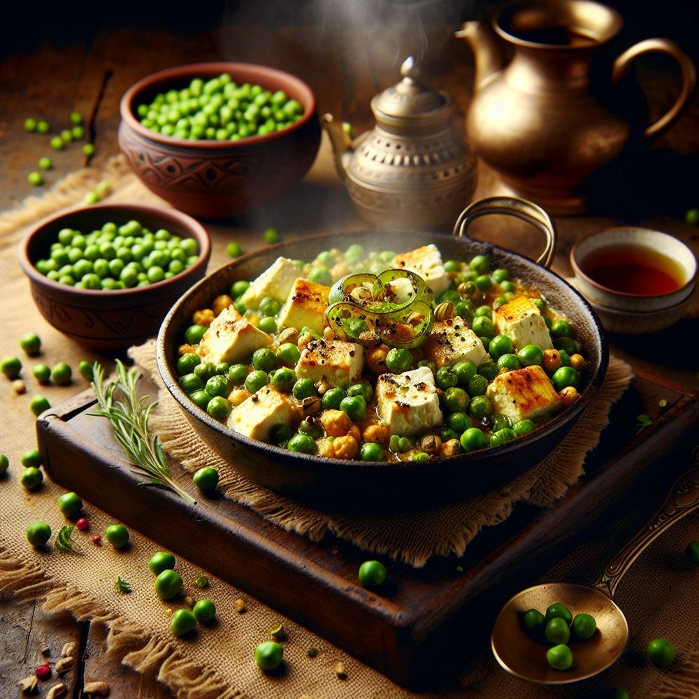 Quick and Easy Indian Cottage Cheese and Pea Skillet