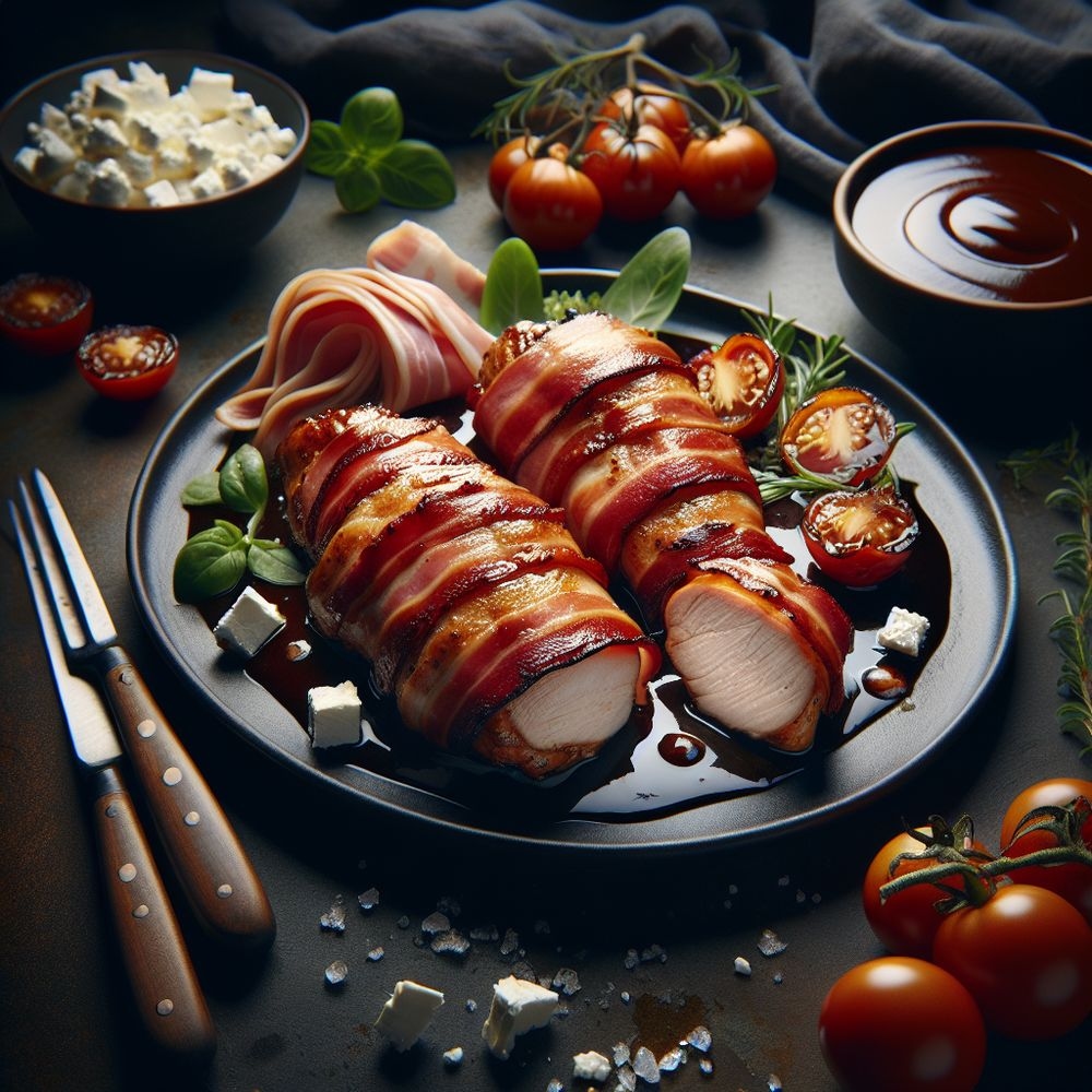 Bacon-Wrapped BBQ Chicken Breasts with Feta Cheese