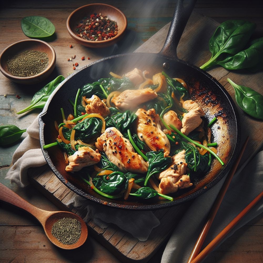 Korean-Style Chicken and Spinach Stir-Fry