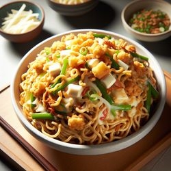 Hanguhu Delight: Crunchy Mozzarella Noodle Stir-Fry