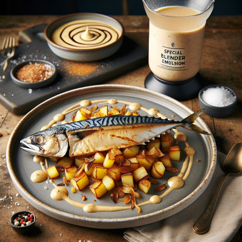 Pan-Seared Mackerel with Crispy Potato Hash and Blender Emulsion