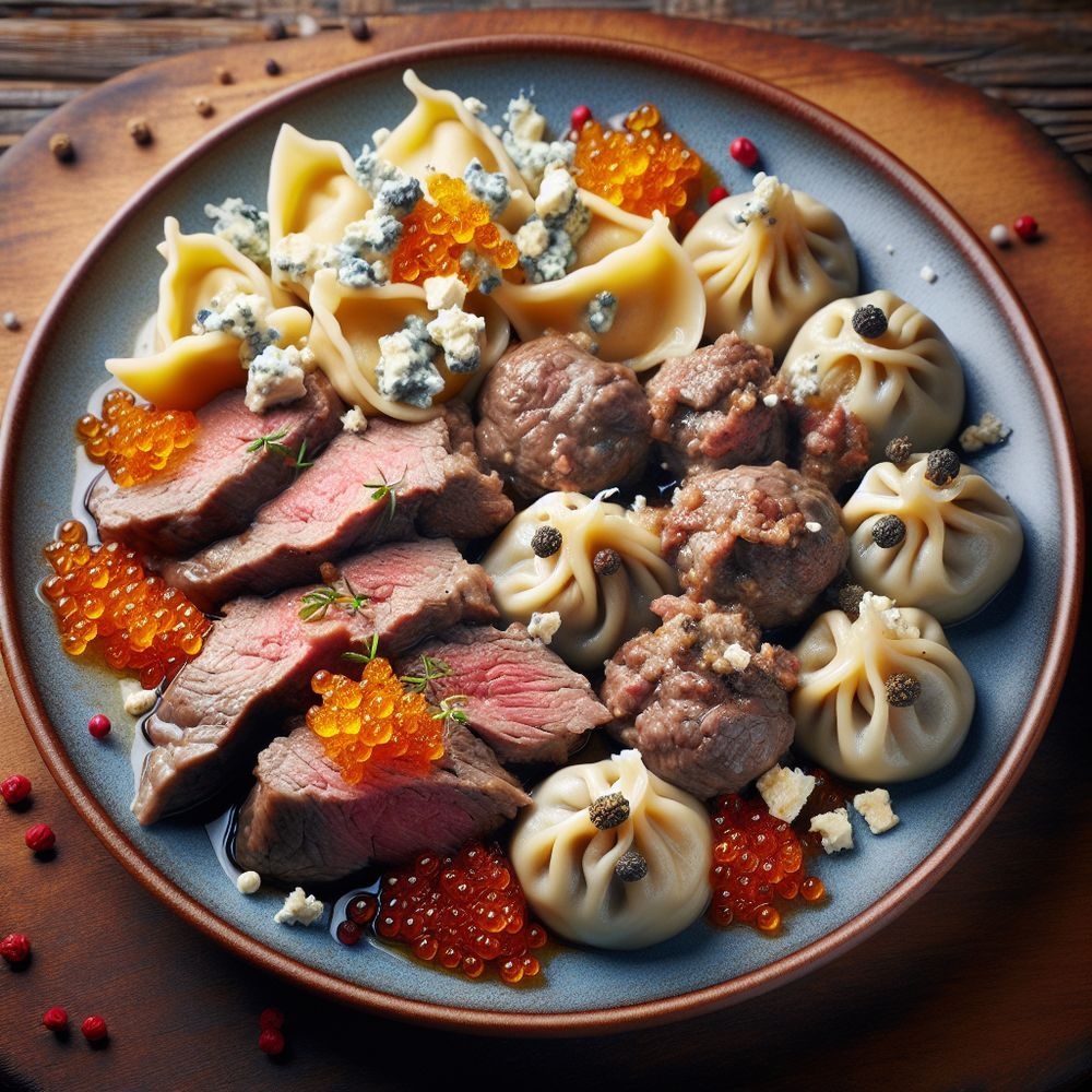 Savory Lamb and Blue Cheese Dumplings with Heering Roe