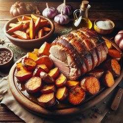 Mediterranean Pork Roast with Sweet Potatoes