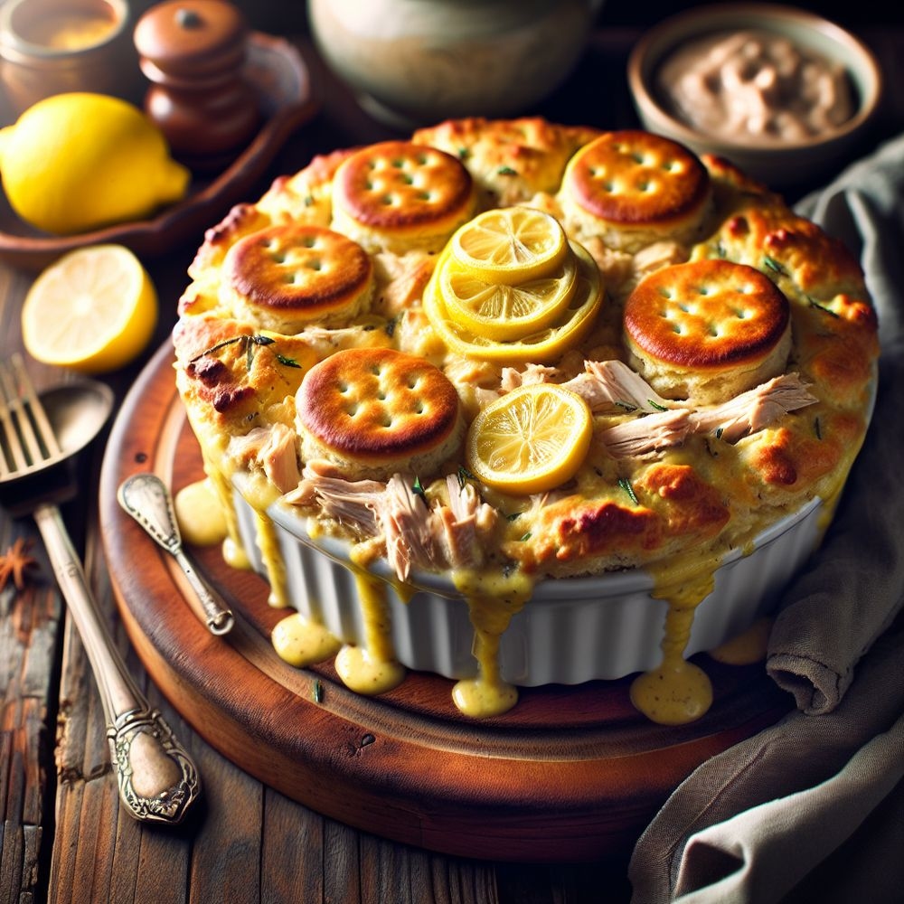 Creamy Lemon Chicken Biscuit Bake