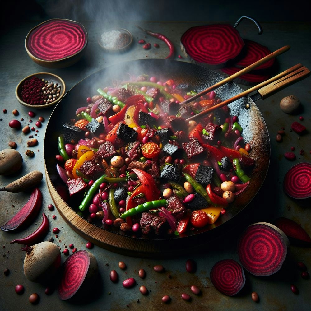 Sizzling Burnt Ends Stir-Fry with Beets and Beans