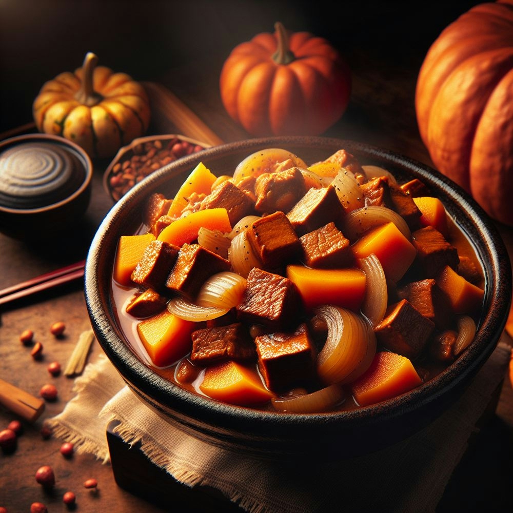 Bold and Flavorful Japanese Seitan and Pumpkin Stew