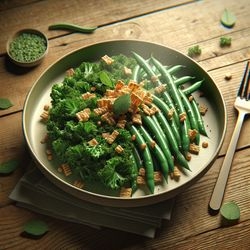 Vegetarian Green Bean and Kale Delight with Crispy Cereal Crunch