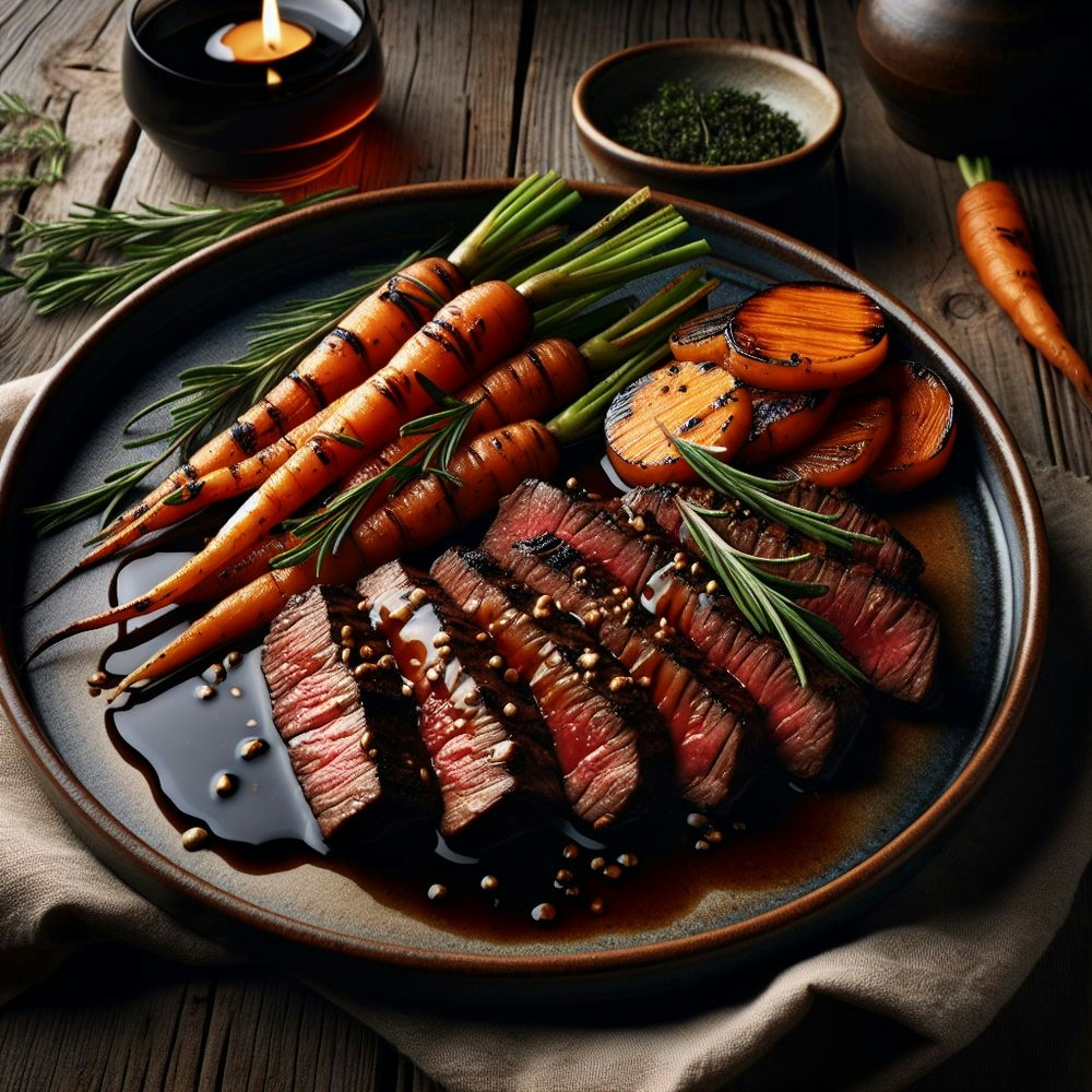 Bold and Flavorful Grilled Soy-Marinated Steak with Carrots