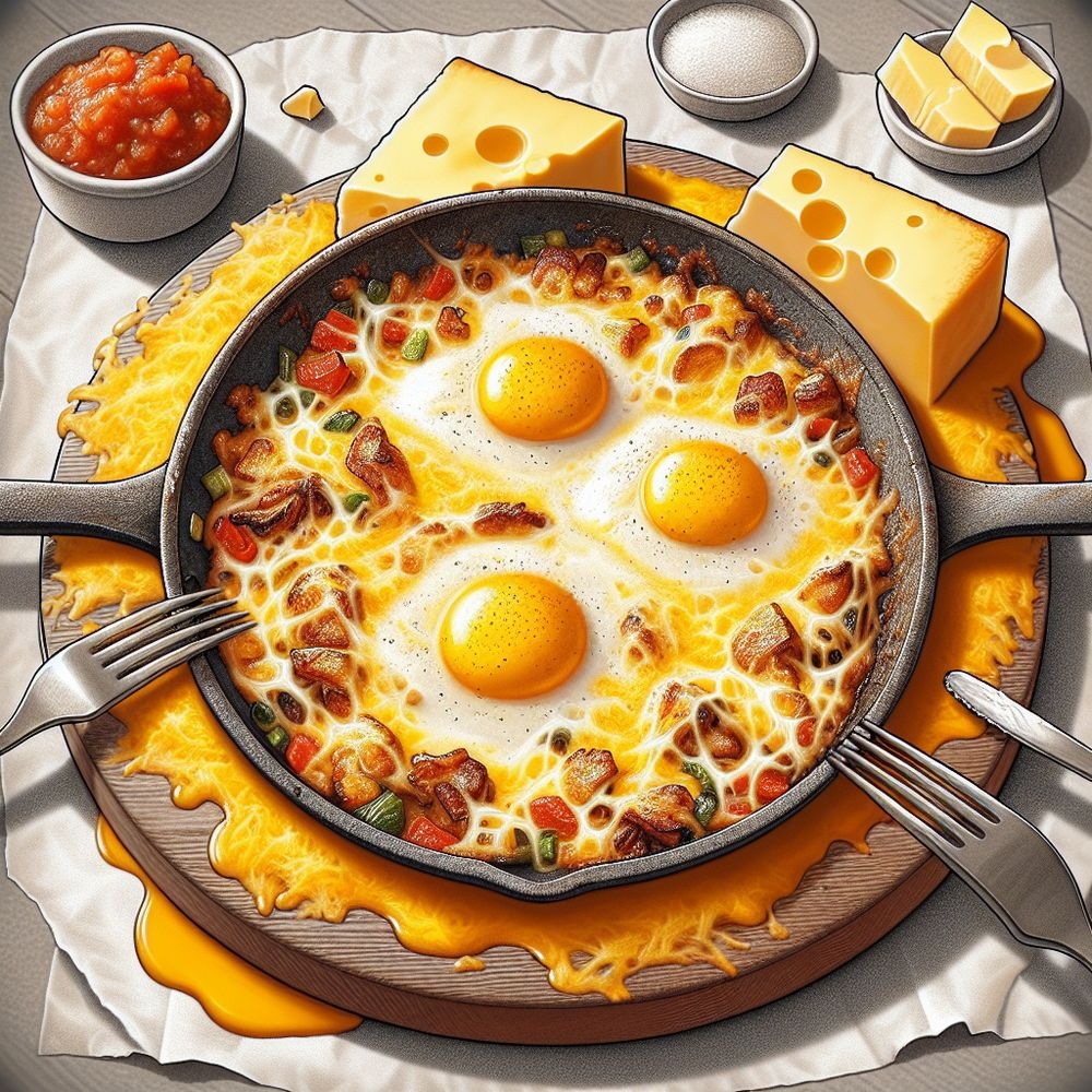 Cheesy Butter Egg Breakfast Skillet