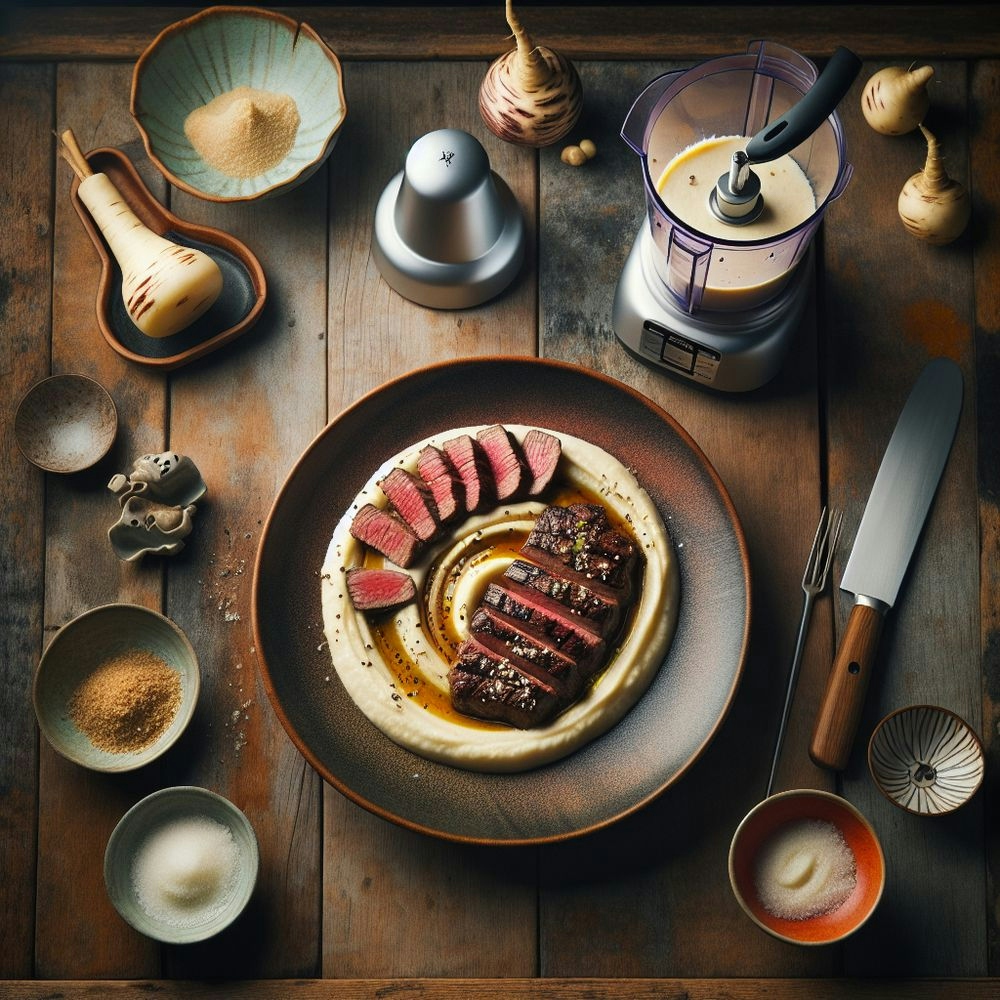 Japanese-Style Steak with Turnip Puree
