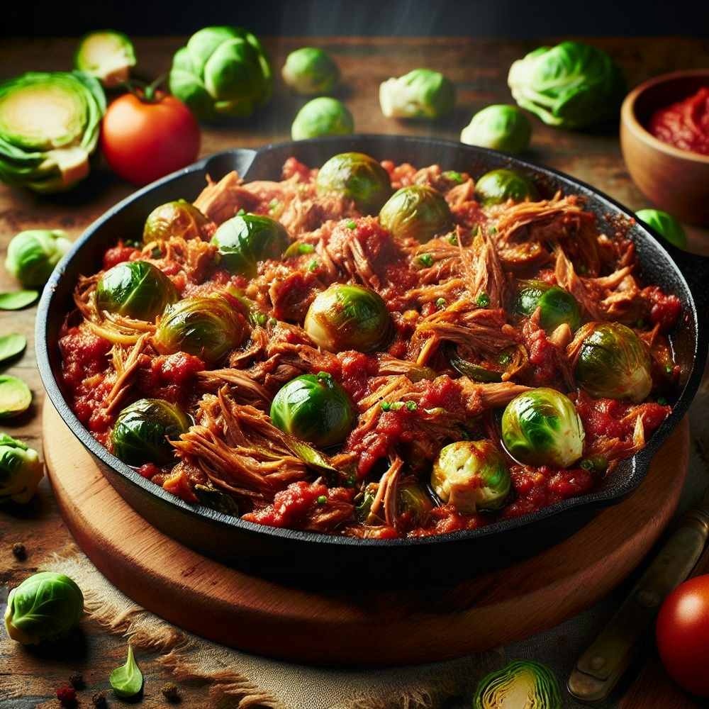 Cozy Pulled Pork and Brussels Sprouts Skillet