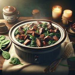 Keto Burnt Ends and Spinach Slow Cooker Delight