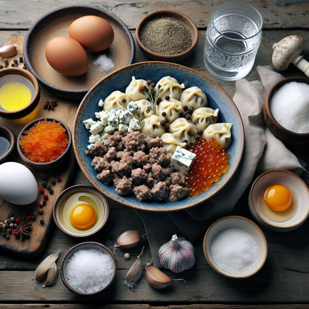 Savory Lamb and Roe Dumplings with Blue Cheese