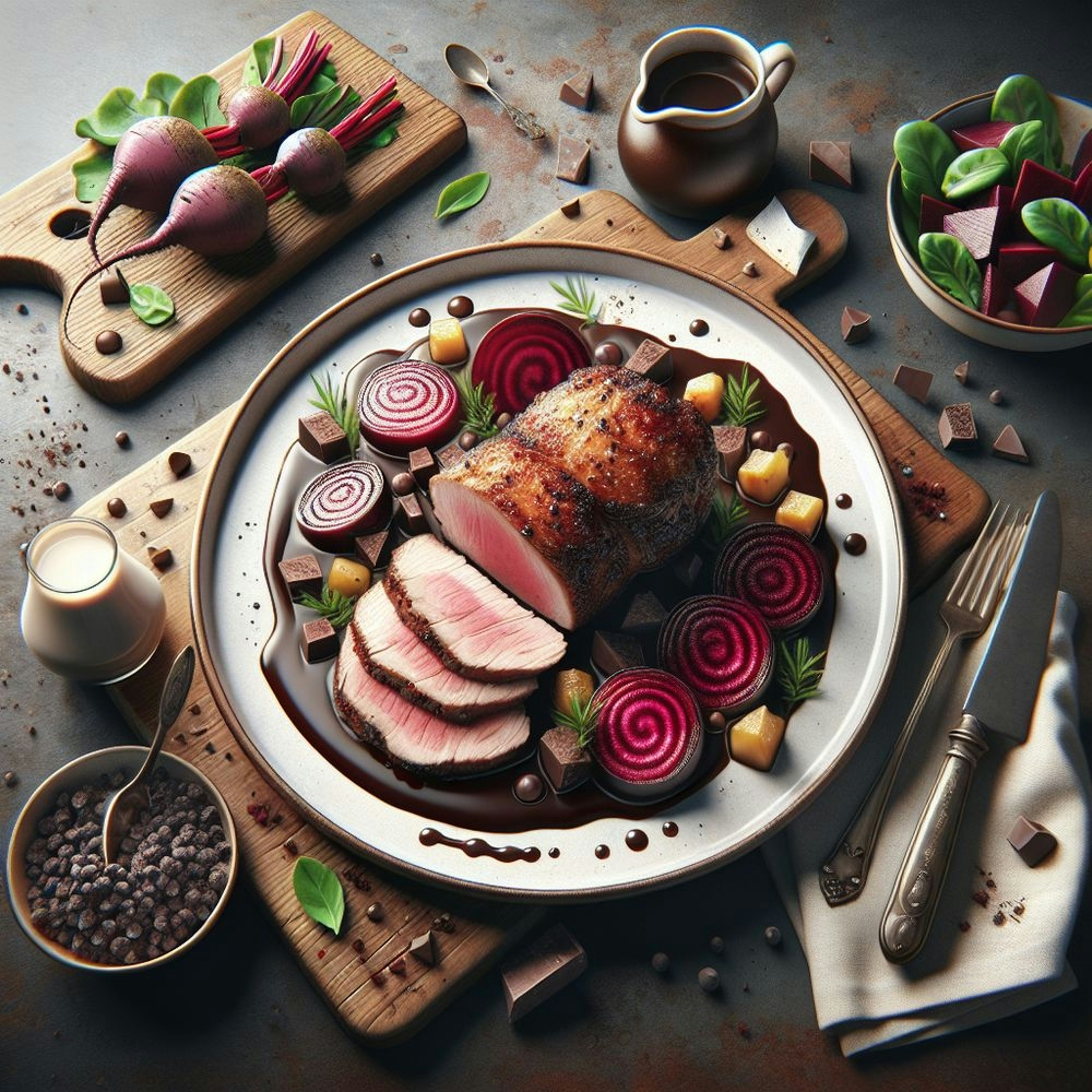 Bold and Flavorful Pork Roast with Beet-Chocolate Sauce