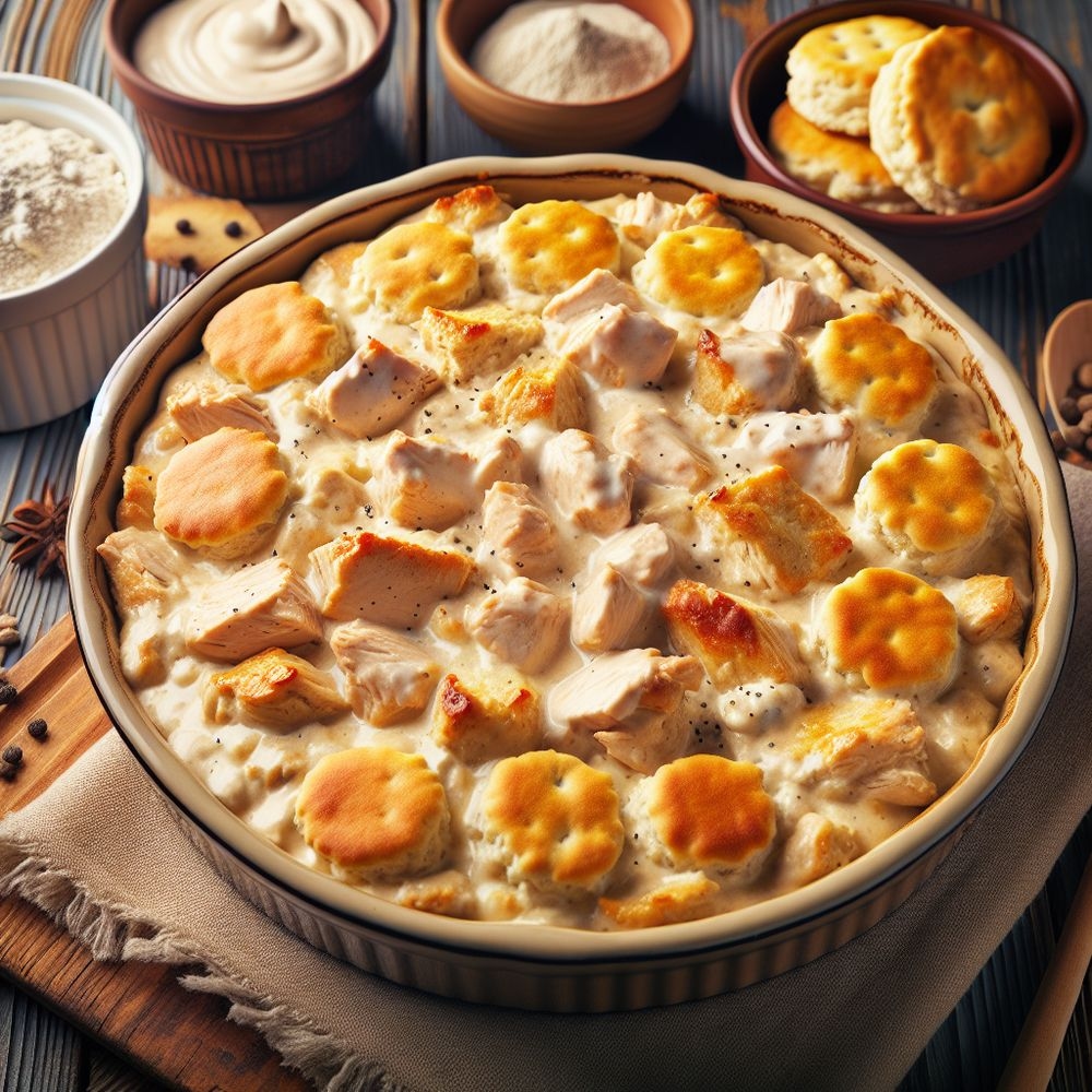 Creamy Chicken Biscuit Bake