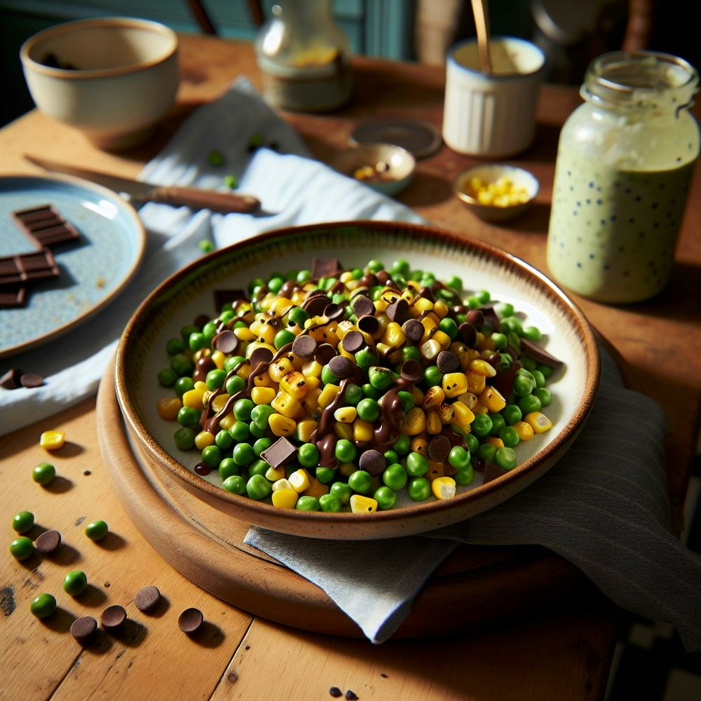 Grilled Corn & Pea Salad with Chocolate Chip Vinaigrette