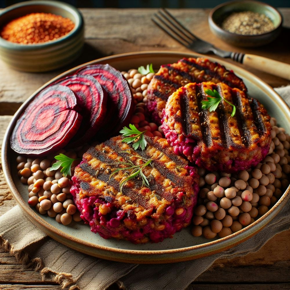 Grilled Beet and Lentil Patties