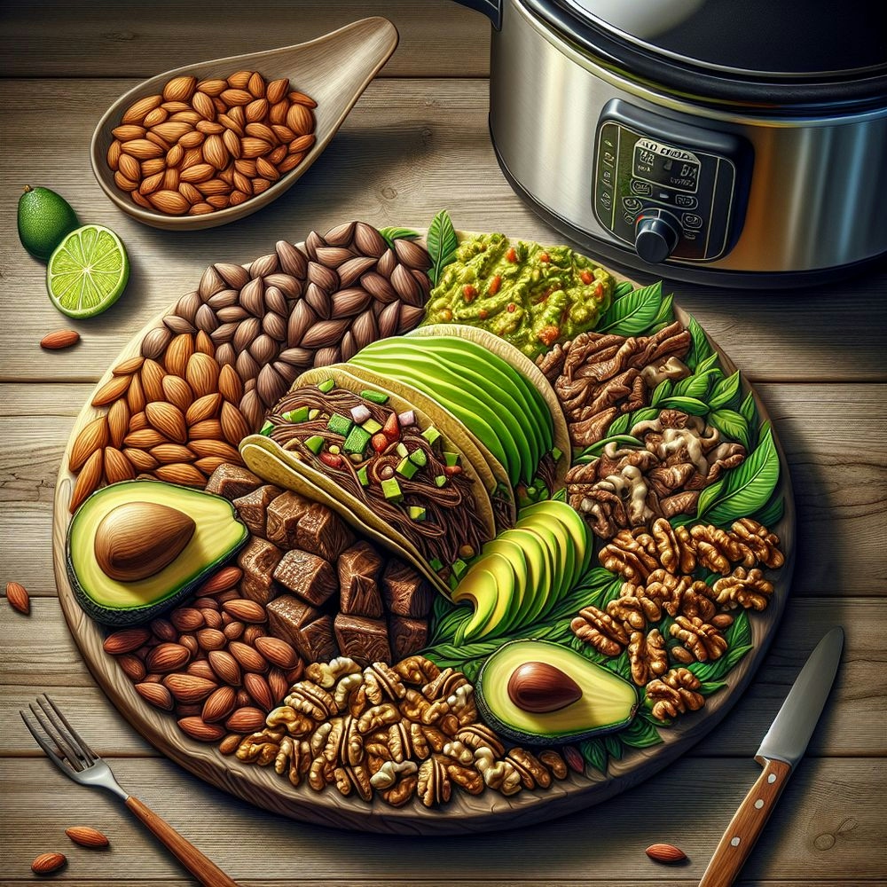 Slow Cooker Bison Tacos with Avocado and Nuts