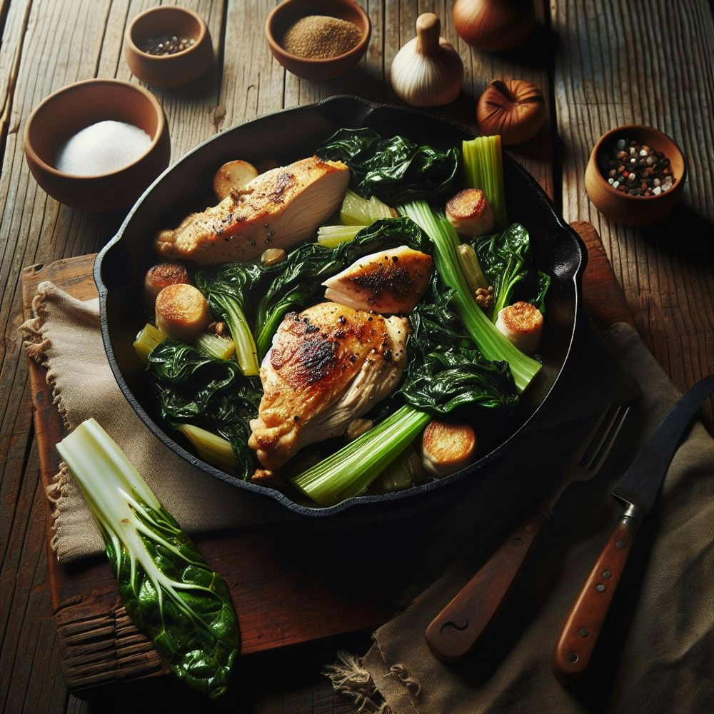 Southern Skillet Chicken with Chard