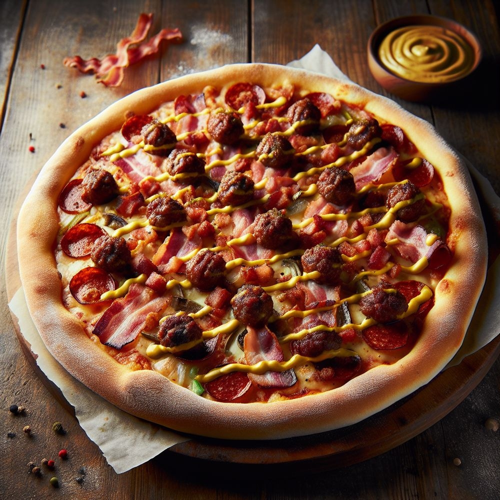 Bacon and Pepperoni Meatball Pizza