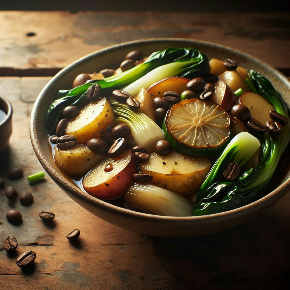 Coffee-Glazed Potato and Bok Choy Stir-Fry