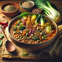 Spicy Hemp Seed and Bok Choy Bean Curry
