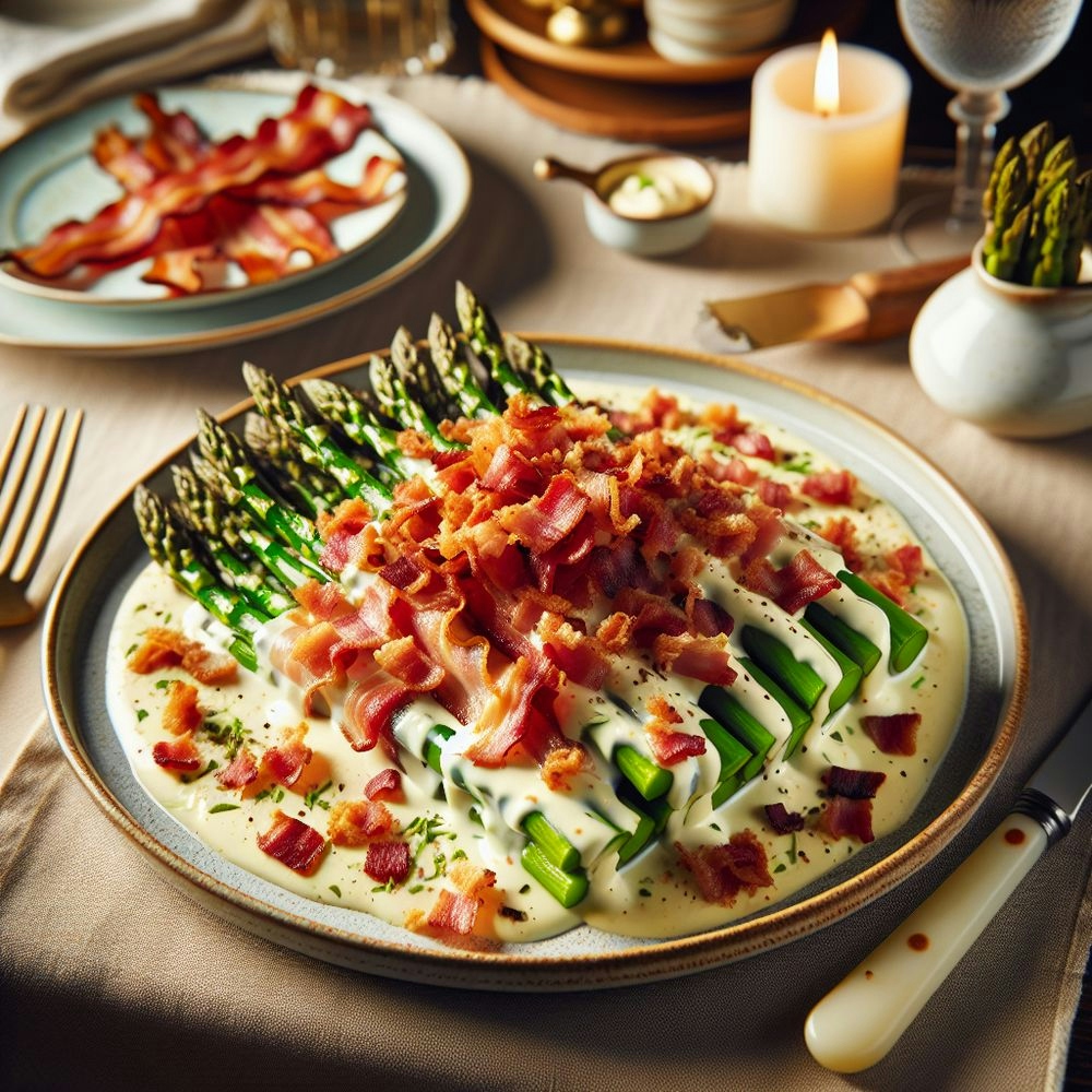 Low-Carb Asparagus with Crispy Bacon and Creamy Sauce