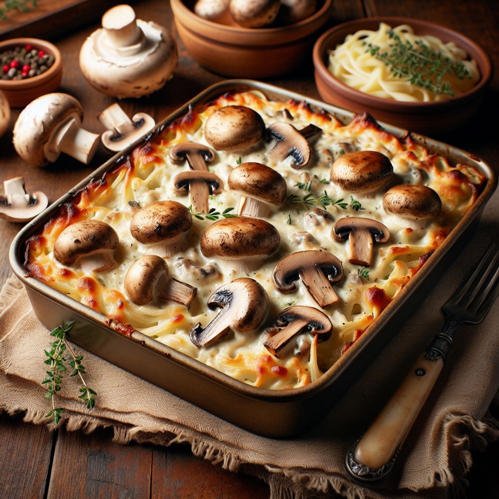 Alfredo and Mushroom Bake