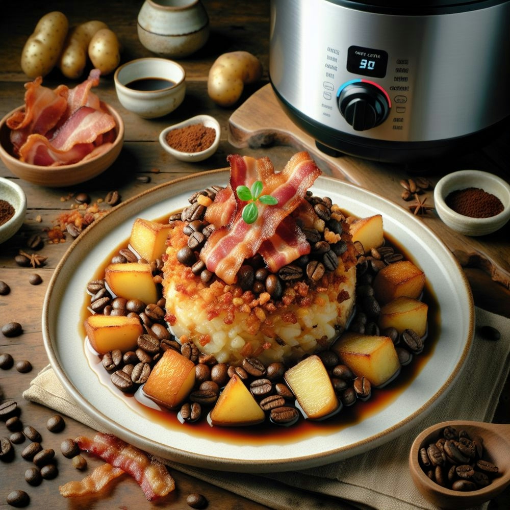 Bacon and Potato Hash with Coffee Reduction