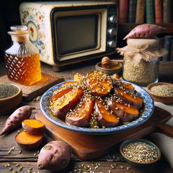 Honey Glazed Sweet Potato with Hemp Seeds
