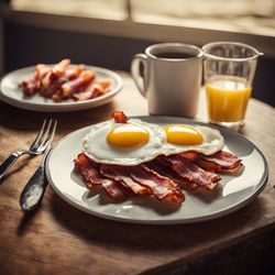 Coffee Bacon and Egg Breakfast