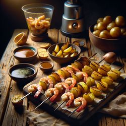 Greek Shrimp and Potato Skewers