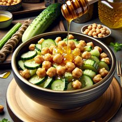 Korean Honey Chickpea Cucumber Salad