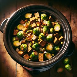 Seitan and Brussels Sprout Crockpot Delight