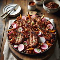 Fiery Indian Spiced Pork Chops with Radish Chutney