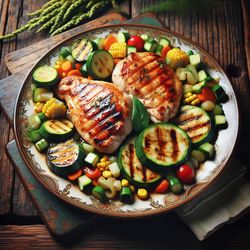 Grilled Chicken with Zucchini and Mixed Vegetables
