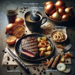 Coffee-Marinated Steak with Potato and Onion Hash