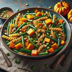 Bold and Flavorful Vegan Pasta with Green Beans and Pumpkin