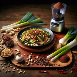 Sichuan Peanut Leek Stir-Fry