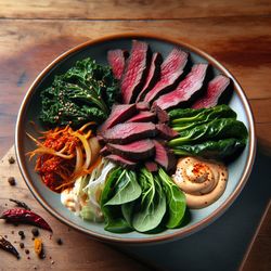 Smoky Venison with Collard Greens and Spicy Mayo