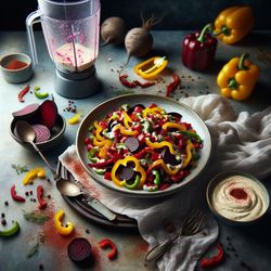 Roasted Beet and Bell Pepper Salad with Creamy Mayonnaise Dressing