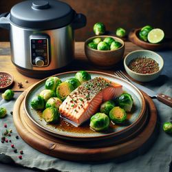 Mediterranean Pressure Cooker Salmon with Brussels Sprouts